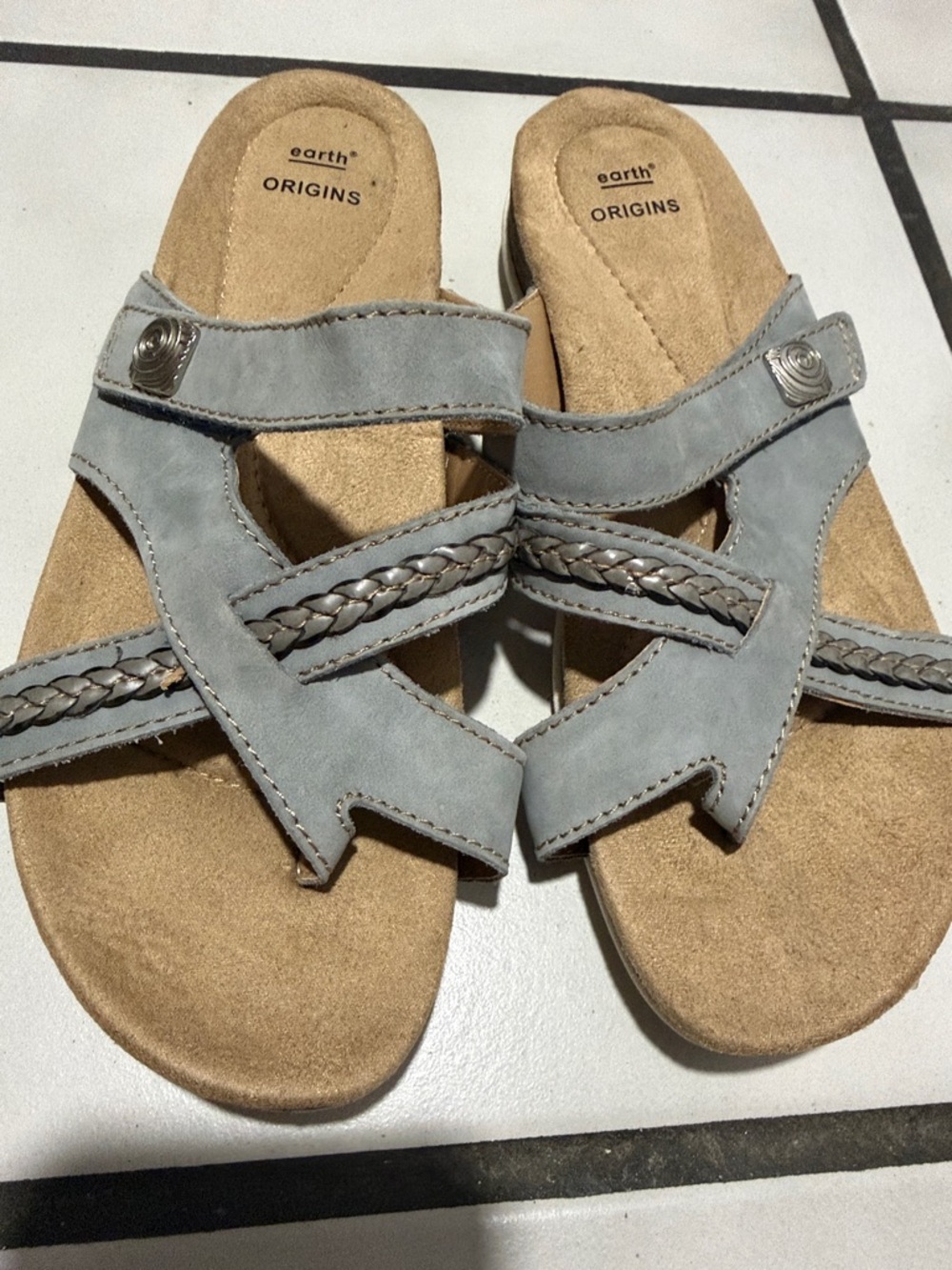 Sandalias Earth Origins Comfort Azul Claro Talla 7.5W Ancho Casual - Picture 2 of 10